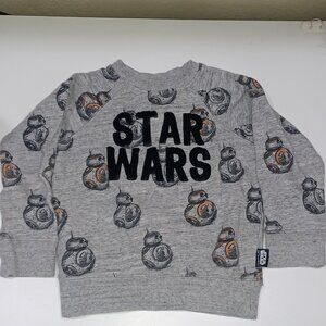 Disney Store Toddler Boys "Star Wars" BB8 graphic Grey Crewneck Sweatshirt
